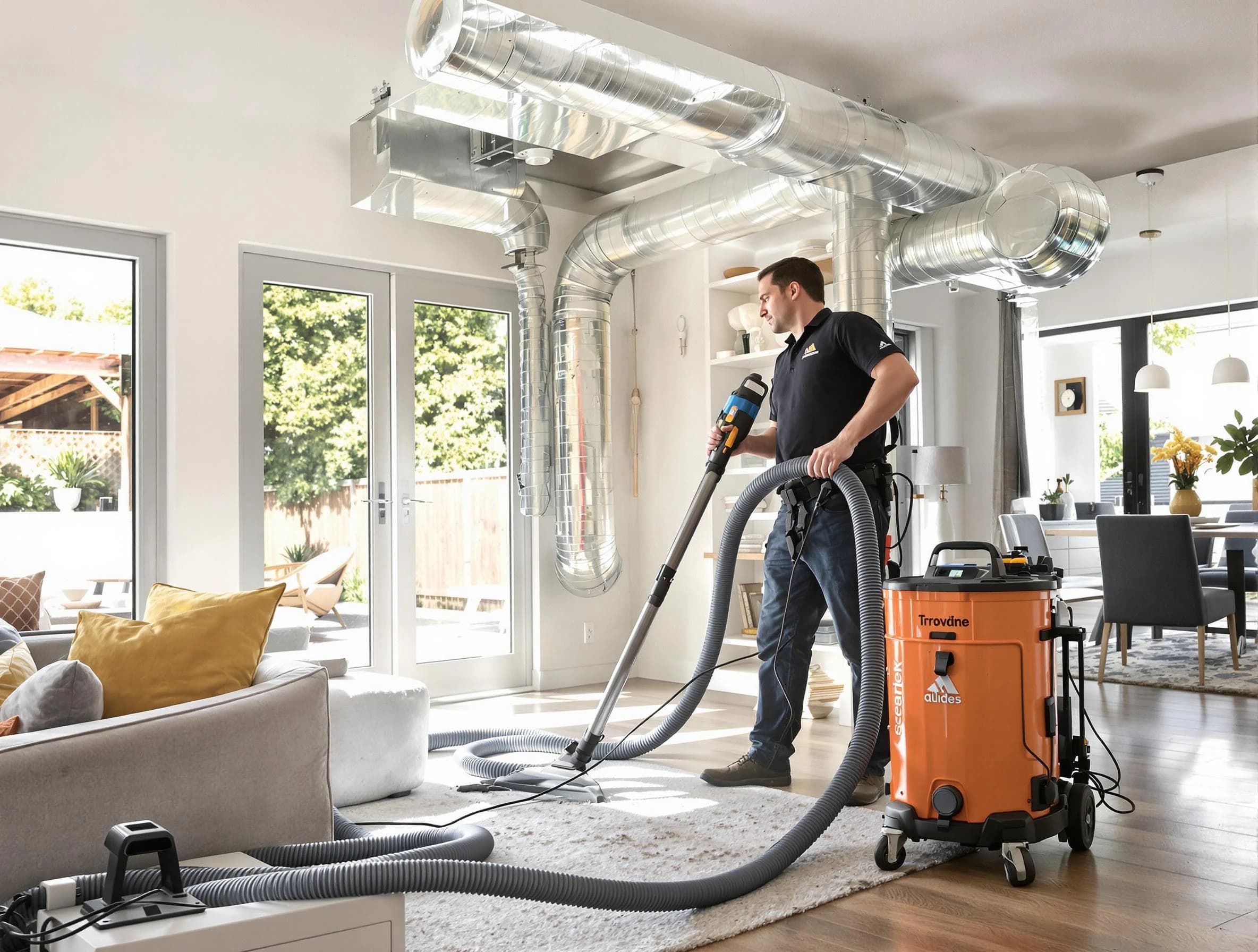 Robinson Air Duct Cleaning specialist performing thorough residential duct cleaning using advanced equipment in Robinson