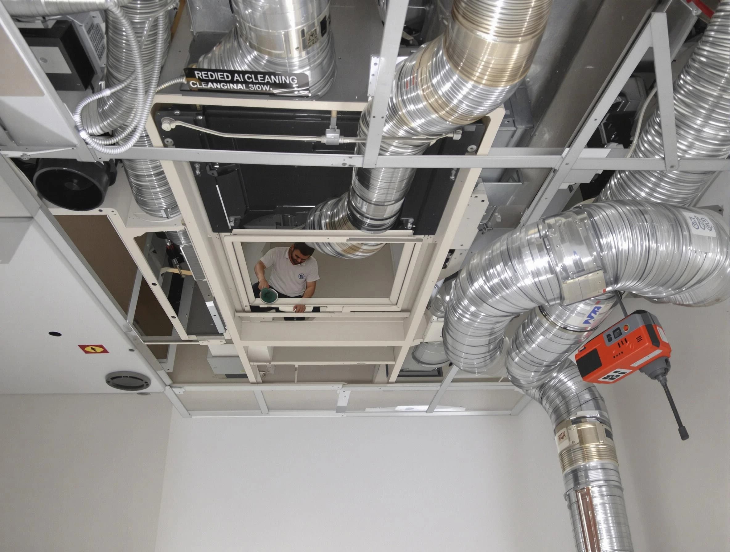 Robinson Air Duct Cleaning technician performing detailed central duct system cleaning in Robinson