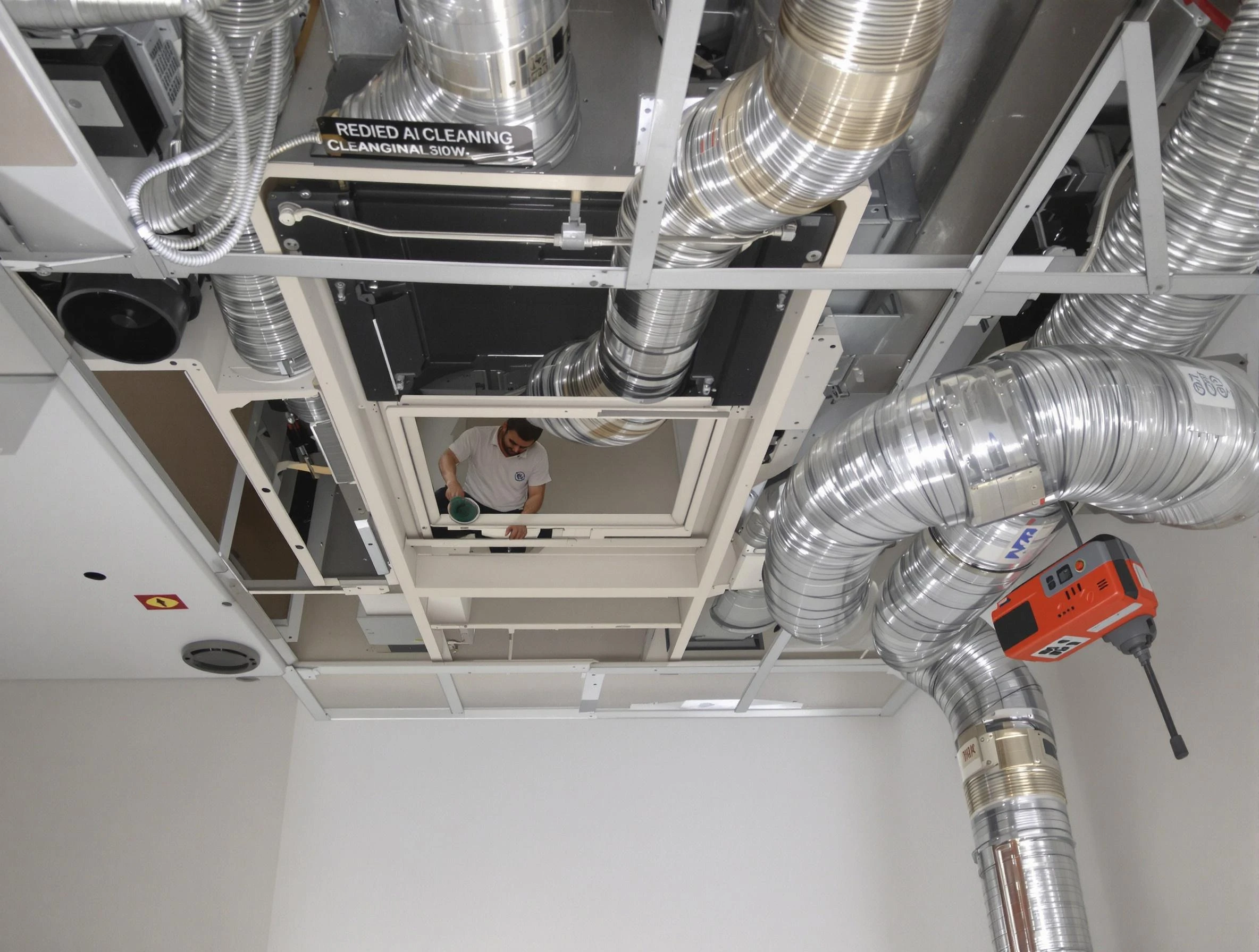 Robinson Air Duct Cleaning technician performing detailed central duct system cleaning in Robinson