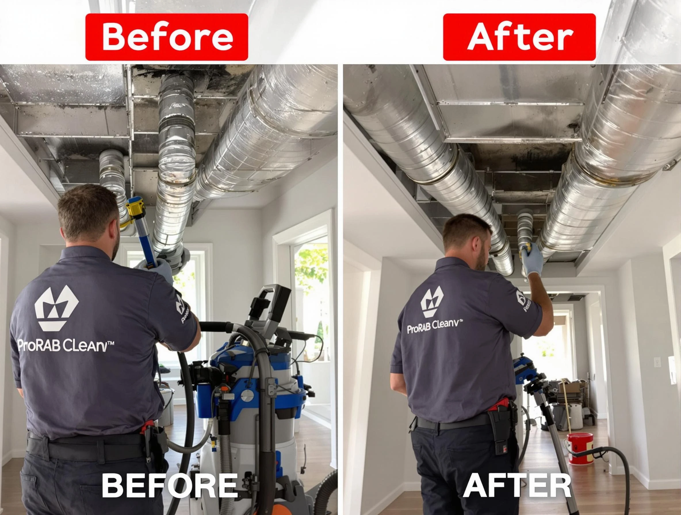 Robinson Air Duct Cleaning expert performing thorough residential duct cleaning in a Robinson home